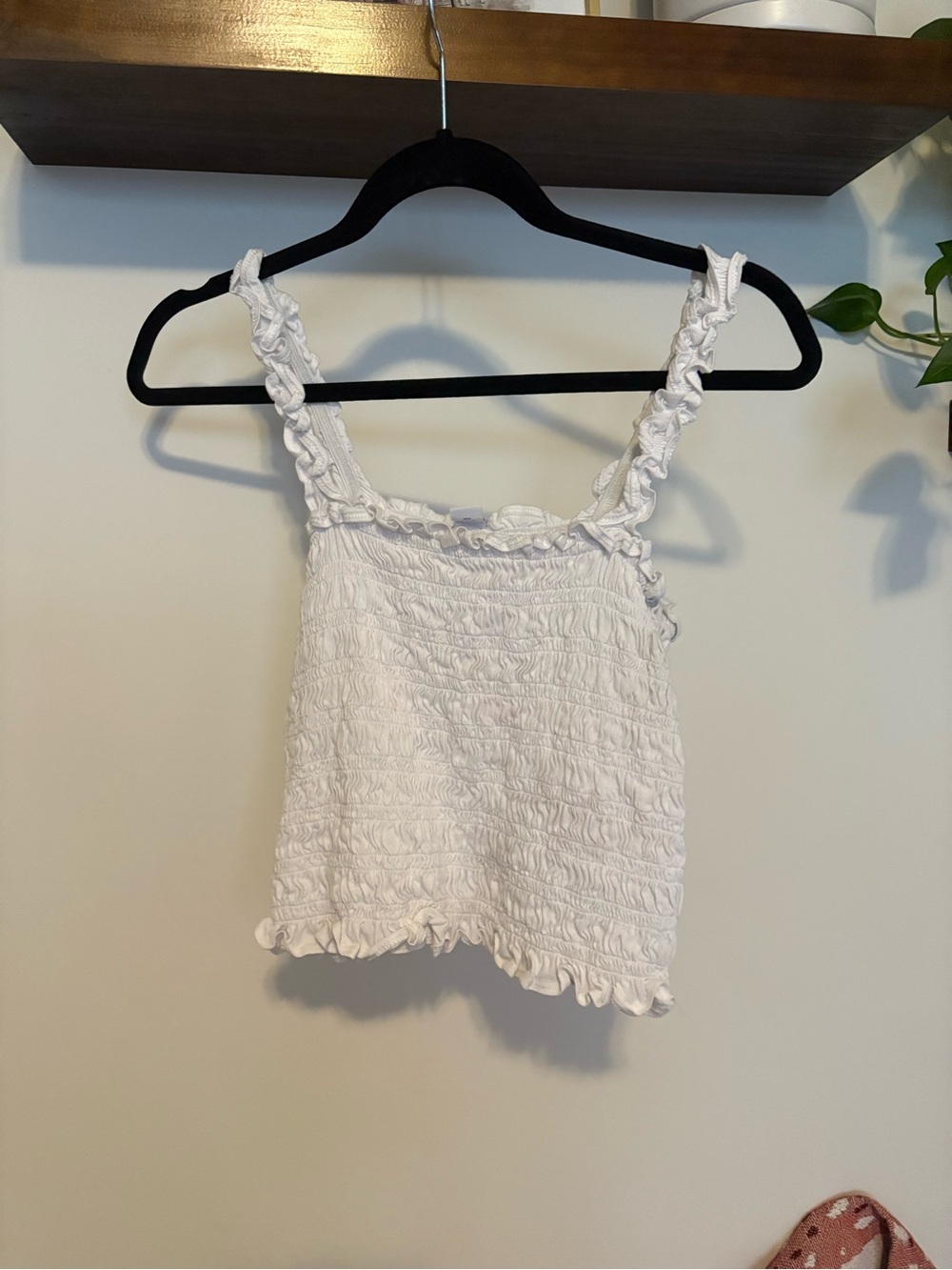 Old Navy White Smocked Ruffle-Strap Tank